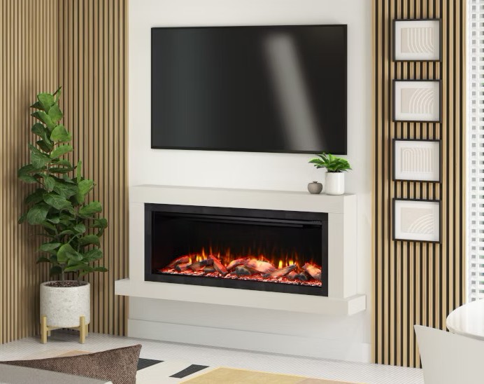 Electric fireplace with mantel